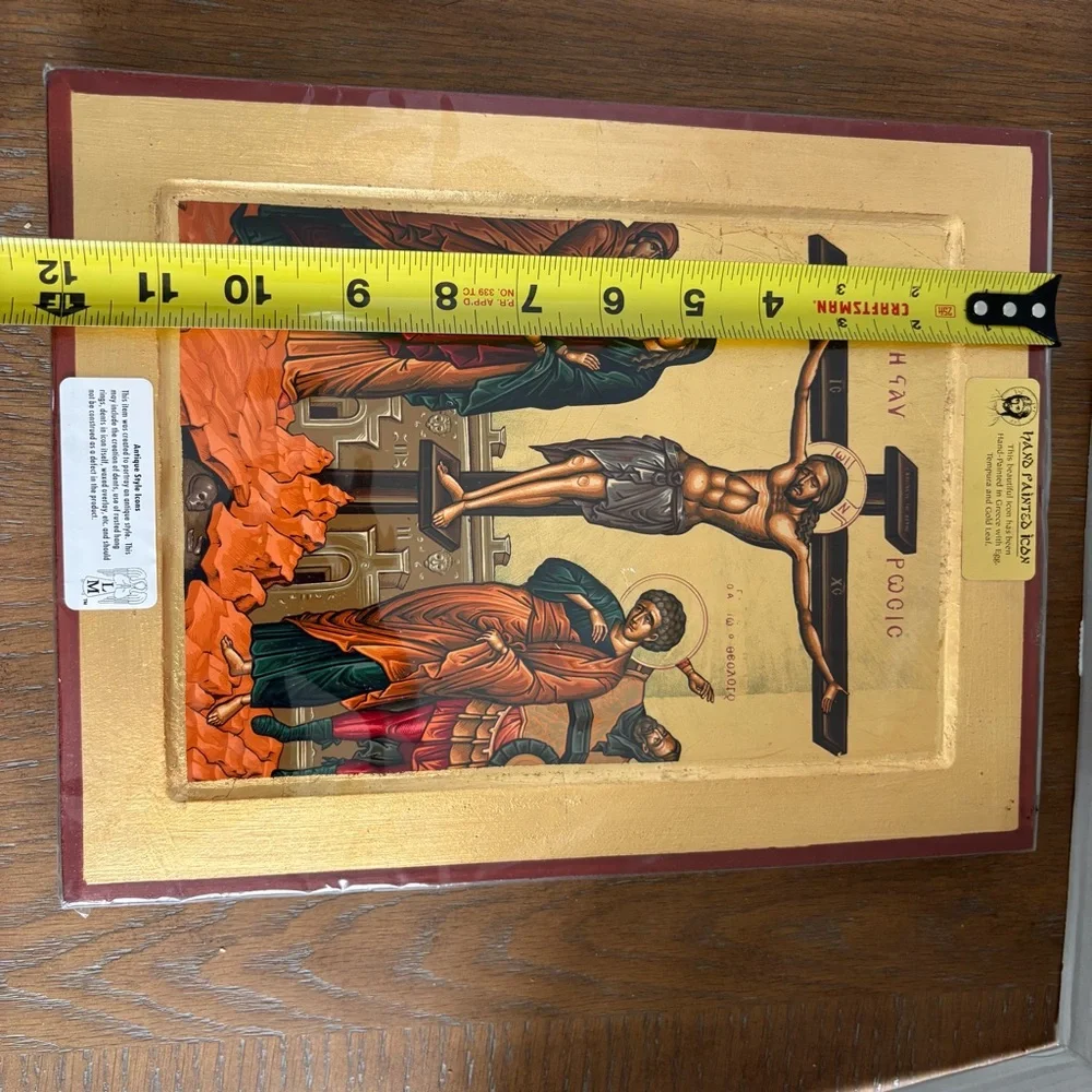 Hand-Painted Icon  in Greece with Egg, Tempura and Gold Leaf Painting Jesus - Picture 2 of 7